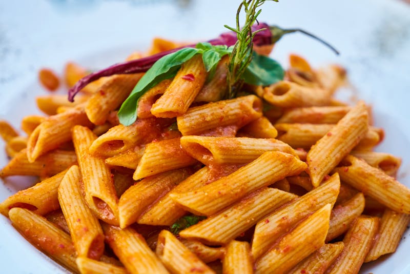 Rigatoni Amatriciana tomato and guanciale pasta